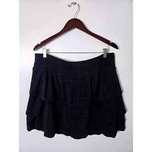 Ideology 1X Black Tiered Ruffle Skort Tennis Golf Activewear Zipper Pocket Plus